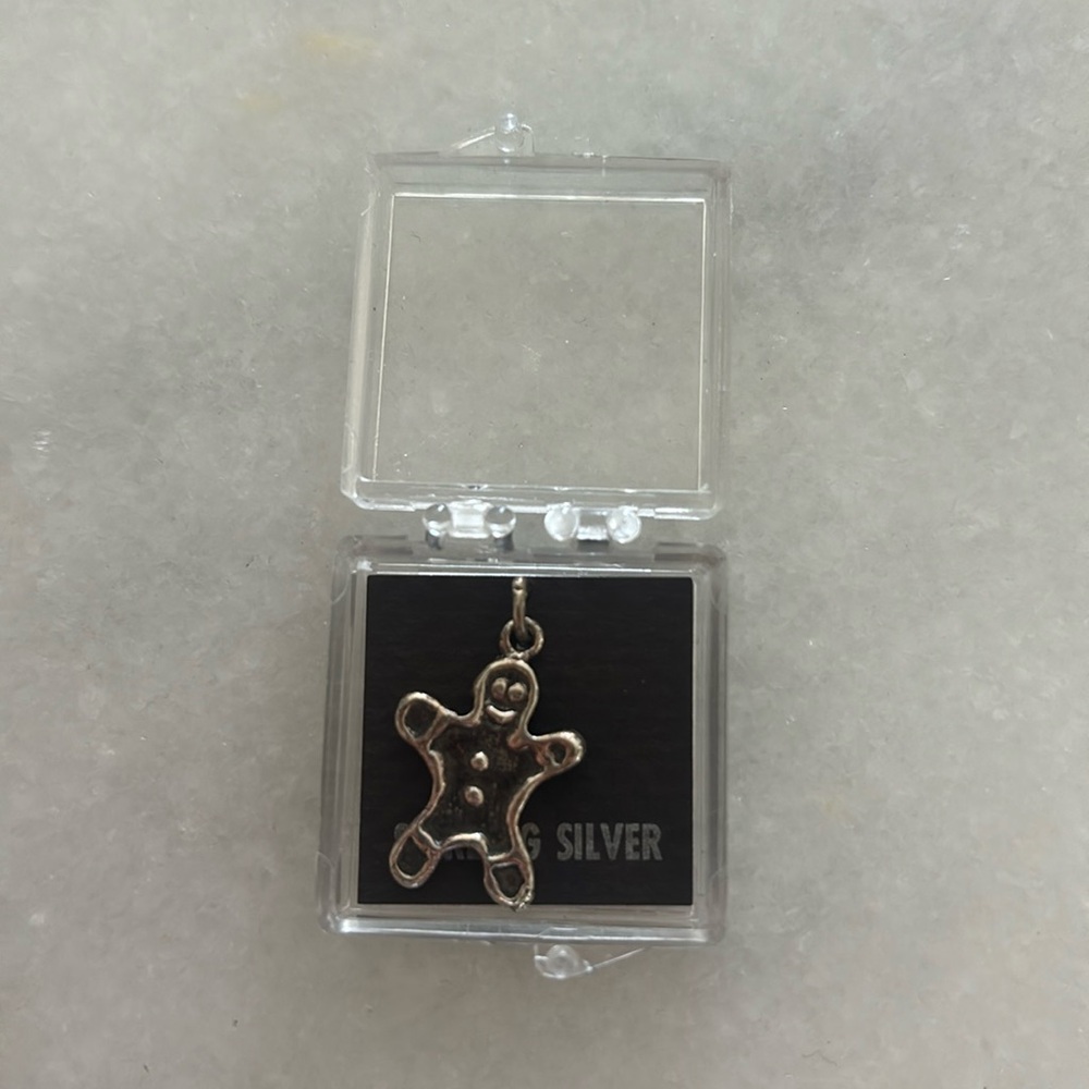 gingerbread man charm sterling silver